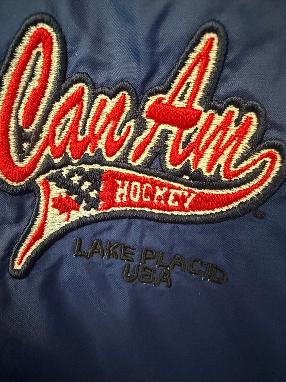 Can Am Hockey Lake Placid-Blue V-Neck Pullover Windbreaker with Chest Embroidery